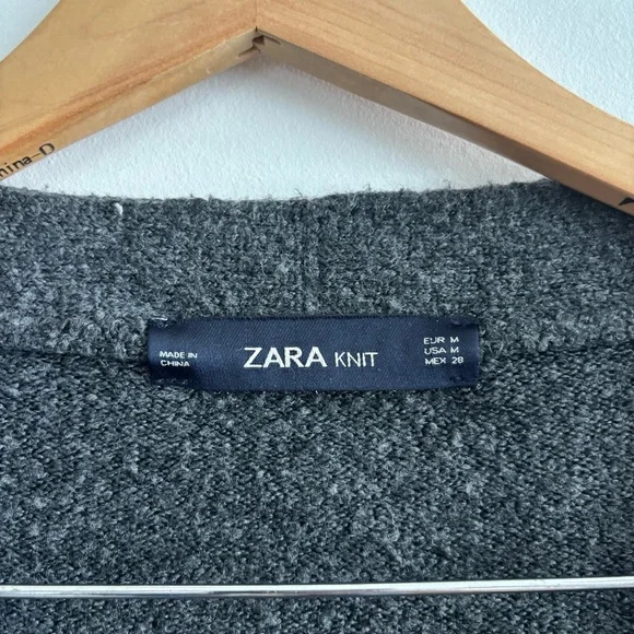 Zara Dark Button Down V-Neck Cardigan Sweater - Picture 5 of 11